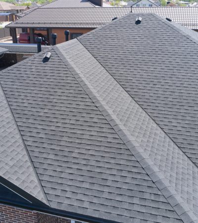 House roof with asphalt shingles